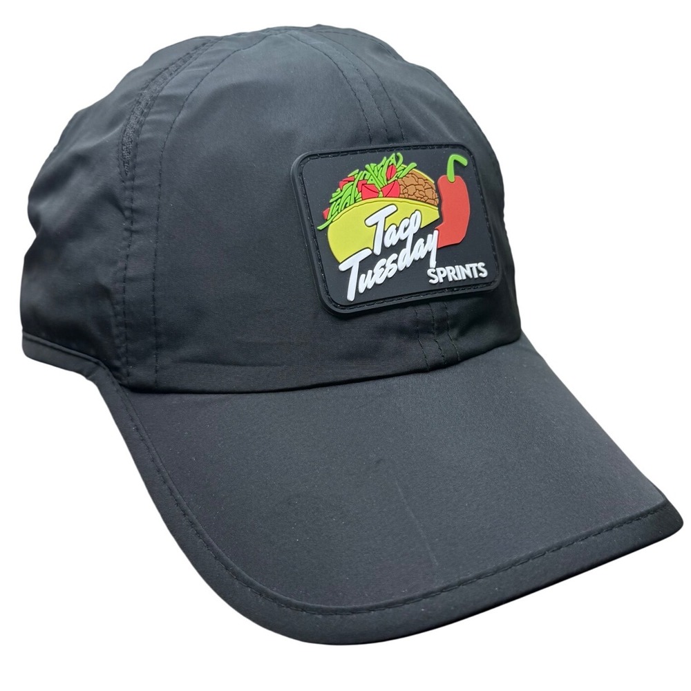 Sprints Taco Tuesday Running Hat Black Lightweight Performance Mesh Cap OSFM